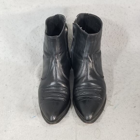 Westen Cowboy Ankle Boots Men's 11 D Black Leather - Picture 2 of 14